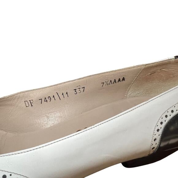 Rare Salvatore Ferragamo Kitten Heels Black - White Size 7 - 7.5 - Picture 9 of 11